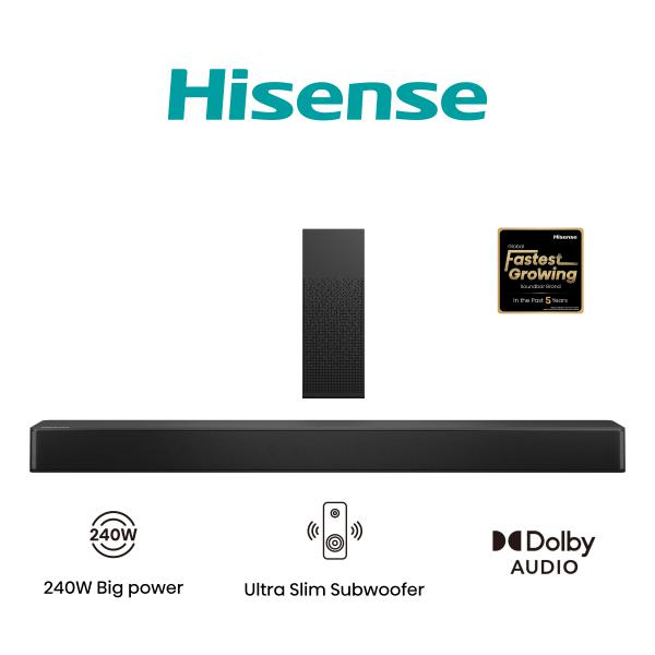 Hisense HS2100 altoparlante soundbar Nero 2.1 canali 240 W (Hisense HS2100 2.1 Soundbar mit Subwoo)