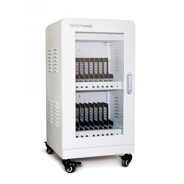 RealPower Power Station 20 Carrello per la gestione dei dispositivi portatili Bianco (Powerbank RealPower 20 Port Ladestatio)