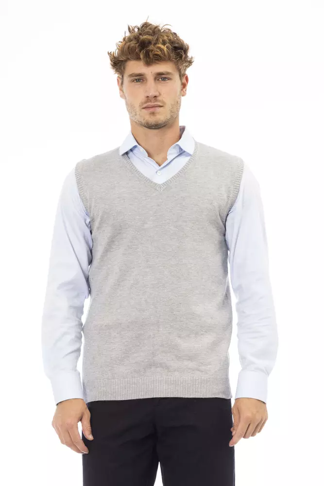 Gray Viscose Men Jacket