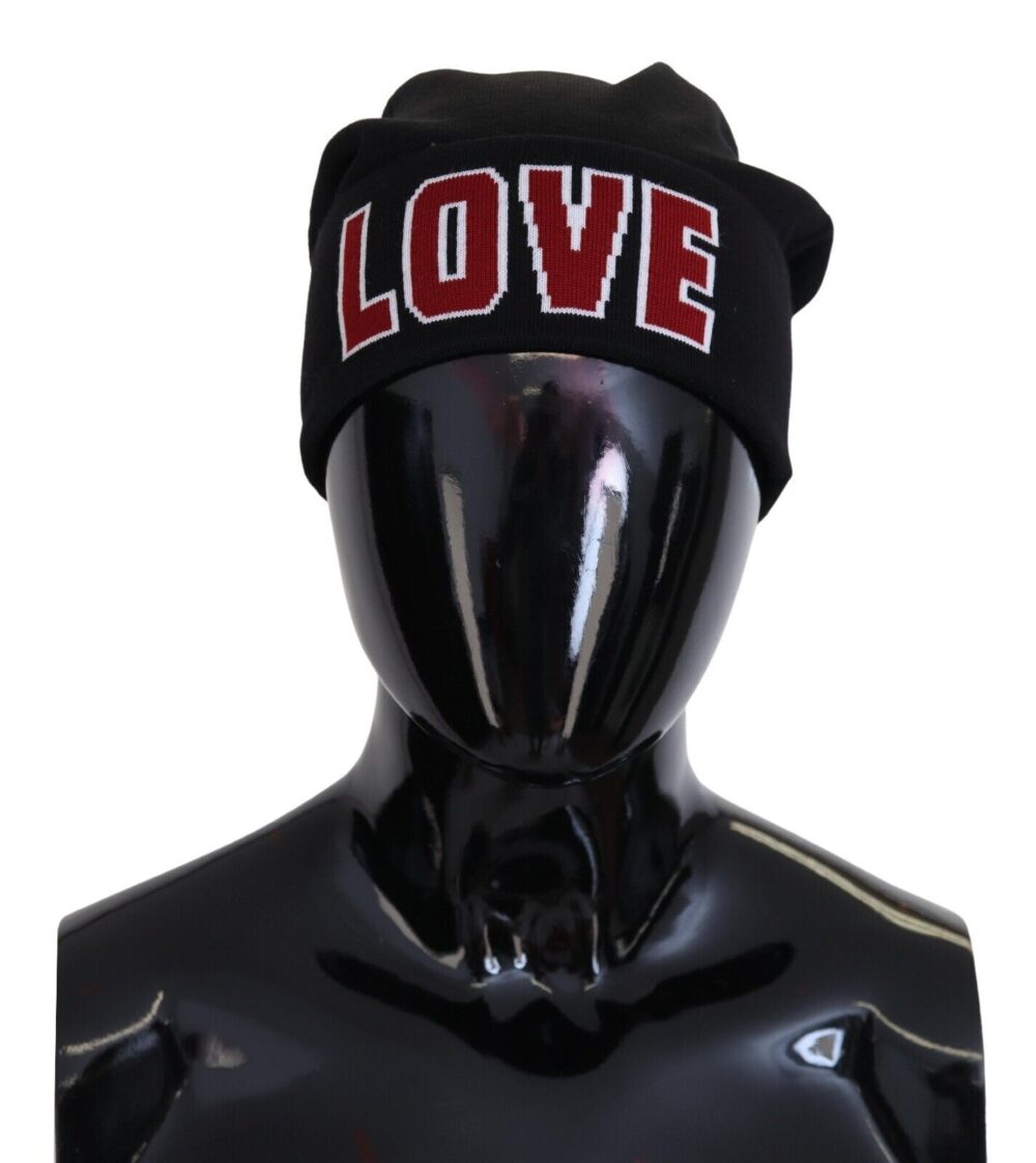 Black Wool Fur Ball DG Love Winter Beanie One Size Hat