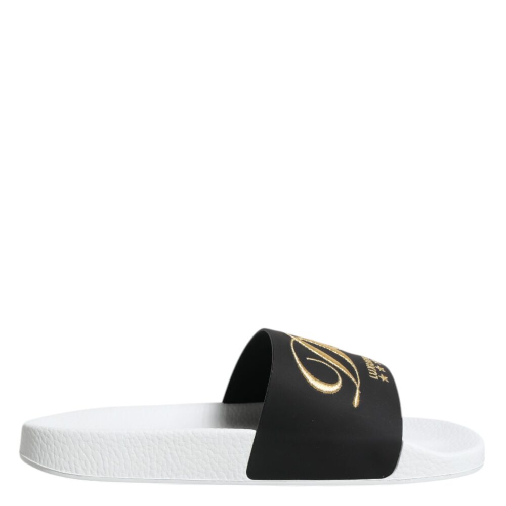 White Black Leather Sandals Beachwear Shoes