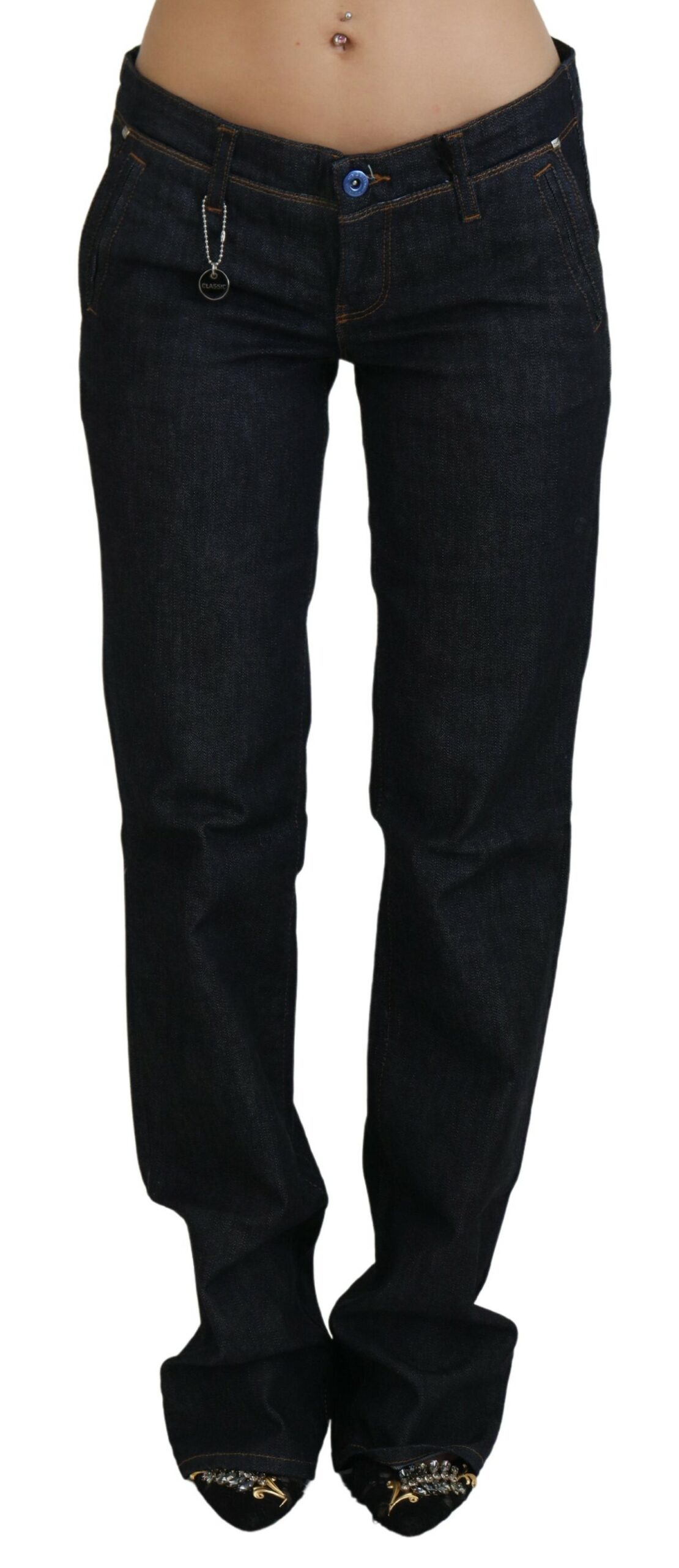 Blue Low Waist Straight Denim Pants Jeans