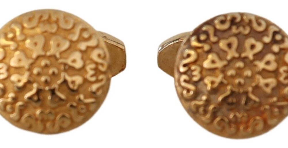 Gold Plated Brass Round Pin Men Cufflinks